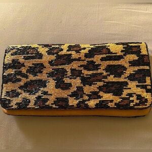 Beaded Clutch Purse~Neiman Marcus~Animal Print Design